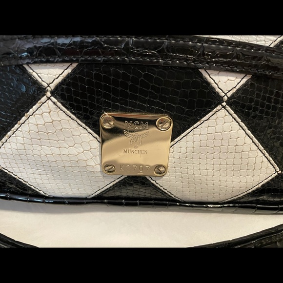 MCM Jacquard Black & White croc & snake skin bag. - Picture 13 of 15